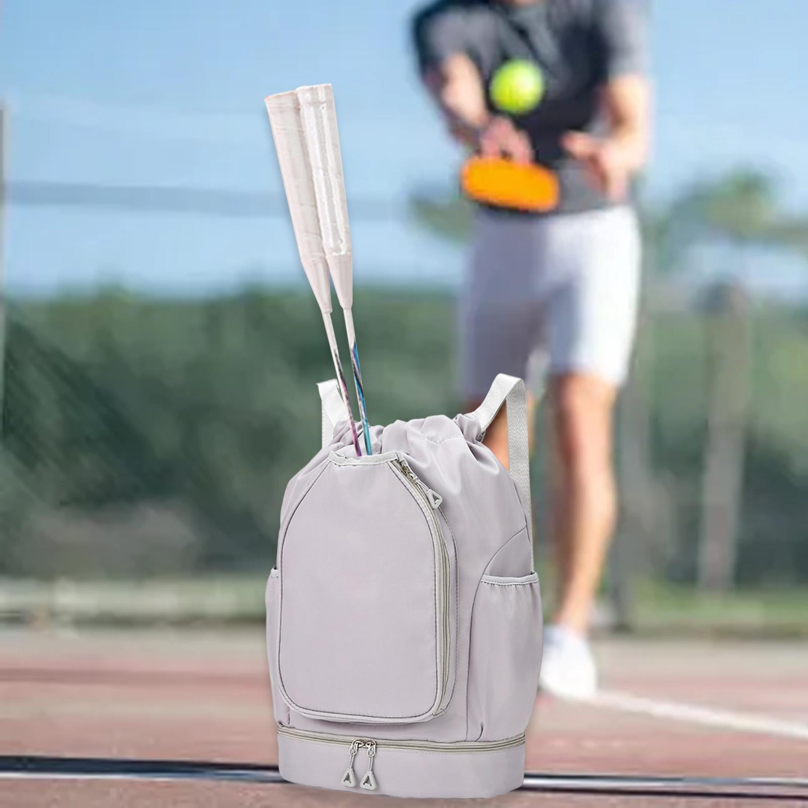 QccHieUs Tennis Backpack Badminton Racket Bag Drawstring Handbag Shoulder Bag for Outdoor Grey