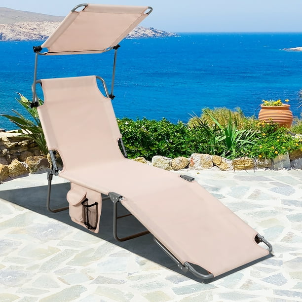 Costway Foldable Lounge Chair Outdoor Adjustable Beach Patio Pool