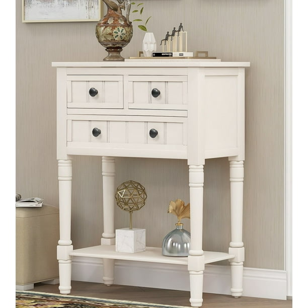 Wooden Console Table White Entry, Small Narrow Console Table White