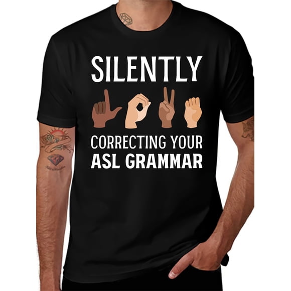Soft Cotton Crew Neck Short Sleeve Lip Reading Cochlear Implant Interpreter Deaf ASL T Shirt