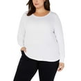 thumbnail image 2 of I.N.C Womens Ribbed Basic T-Shirt, White, Plus Size, 2X, 2 of 6