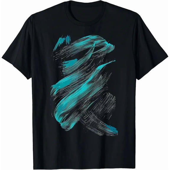 Men's Short Sleeve Abstract Teal Brushstroke Graphic T-Shirt