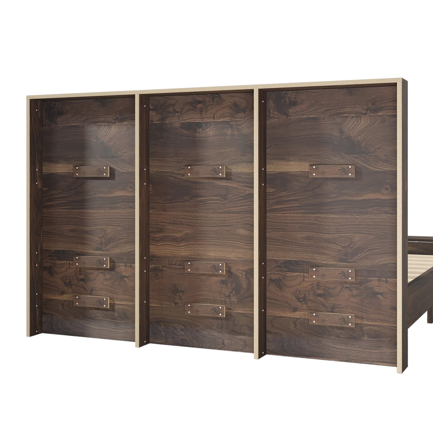 Kadyn King Size Wood Platform Bed, Wood Storage Queen Bed with Storage Bench in Walnut, Modern MDF Farmhouse bedstead for bedroom, Walnut Kadyn King Size Wood Platform Bed, Wood Storage Queen Bed with Storage Bench in Walnut, Modern MDF Farmhouse bedstead for bedroom, Walnut