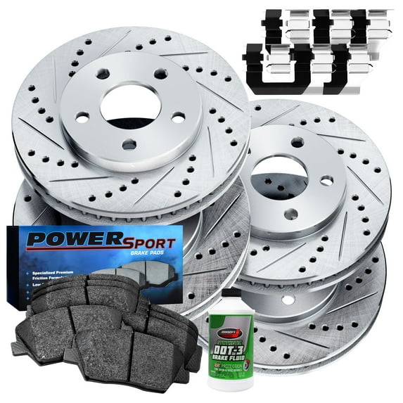 Power Sport Front Rear Brakes and Rotors Kit |Front Rear Brake Pads| Brake Rotors and Pads|Ceramic Brake Pads and Rotors|Hardware Kit BLCC.33074.42