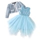 thumbnail image 2 of Conjunto de falda y chaqueta de manga larga para niña + vestido de retazos de malla de terciopelo dorado., 2 of 8