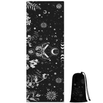 Black Gothic Sun Moon Flower Pattern Hot Yoga Mat Towel Non Slip for Hot Yoga - Quick-Drying Yoga Mat Cover with 4 Corner Pockets with Travel Bag - Hot Yoga Towel Non Slip 70"x26"