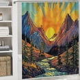 thumbnail image 6 of RUIYC Mountain Sun, Forest Trees River Vintage Aesthetic Art Durable and Washable Shower Curtain in Multiple Sizes White, 6 of 7