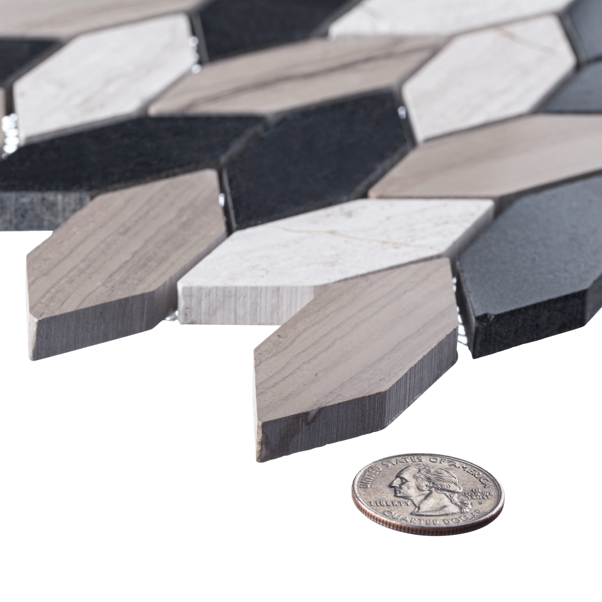 Channing Elongated Hex 1" x 2.5" Marble Honeycomb Mosaic Wall & Floor Tile