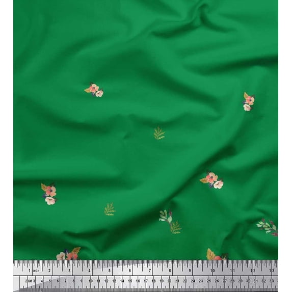 Soimoi Cotton Duck Fabric Leaves & Flower Panel Printed Fabric 1 Yard 56 Inch Wide