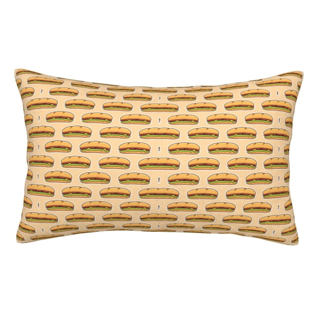 Fotbe Submarine Sub Sandwich Funda de Almohada Decorativa Estilo Occidental, Lujo en Algodón, Fundas para Almohadas King, Cojín Estampado para Decoración del Hogar-20"x30"