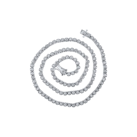 Macey Worldwide Jewelry 14k White Gold Mens Diamond 16-inch Tennis Chain Necklace 6-1/2 Ctw