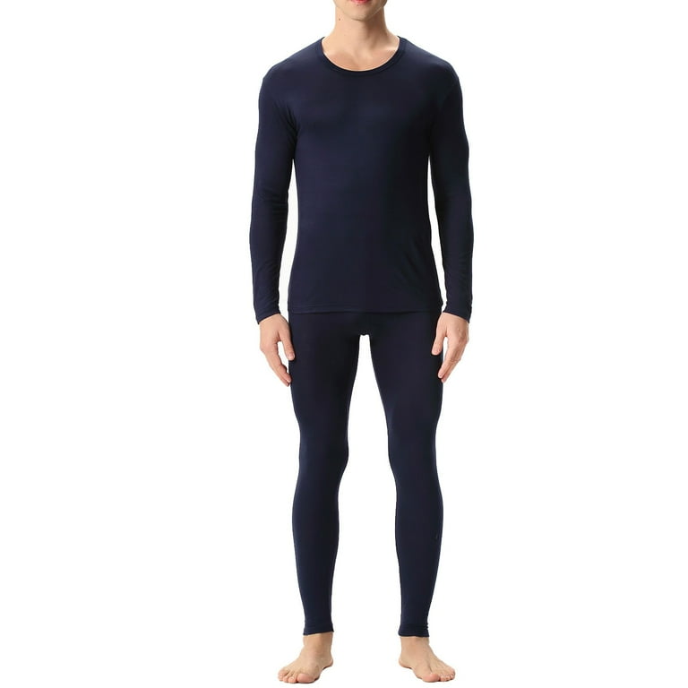 WTXUE Thermal Underwear Set Lined Long Thermal Underwear Base Layer Set for Cold Winter Relaxed Fit Pant Suits Men s Size 6XL