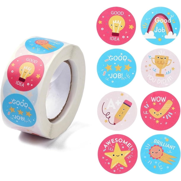 2 rollos de pegatinas de recompensa redondas con motivos de animales para diarios, scrapbooking, manualidades, proyectos de bricolaje, diarios y materiales de arte, otros patrones, 6,5 x 2,8 cm