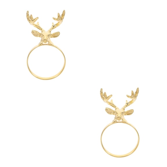 Worgeous 2pcs Christmas Holiday Napkin Rings Metal Reindeer Napkin Holder Antler Napkin Buckles Serviette Rings for Thanksgiving Wedding Dinner Party Favor Table Holders