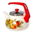 thumbnail image 3 of Enameled Aluminum Tea Kettle Apples Enamel Kettle 2.3-qt. (2.2 L) Hot Water TeaKettle pot for Stovetop Teapot Ideal for Camping, 3 of 9