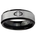thumbnail image 2 of Cobra 8MM Beveled Edge Gray And Black Tungsten Men's Ring, 2 of 2