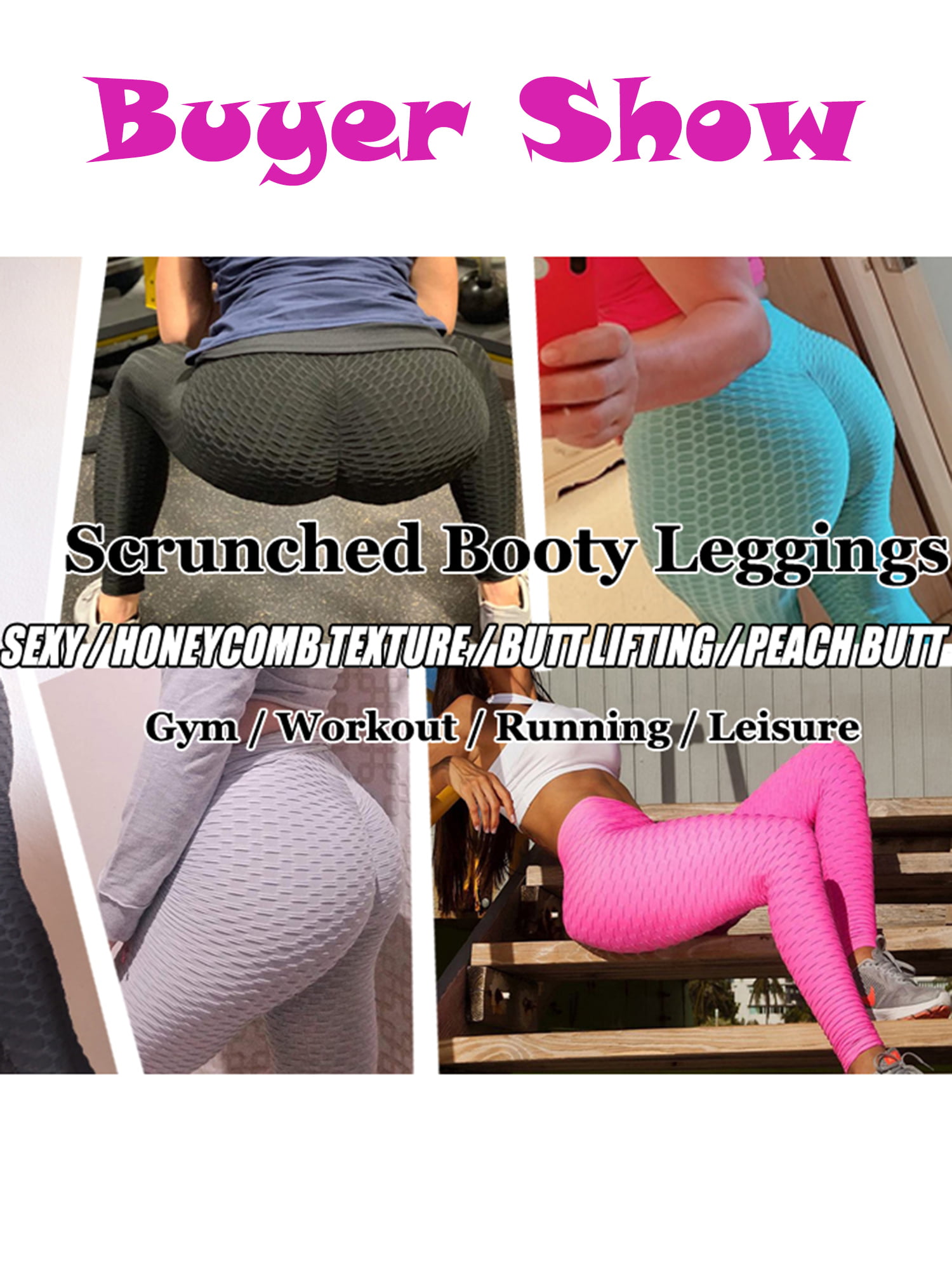 Womens High Waisted Yoga Pants Tummy Control Scrunched Booty Leggings  Workout Running Butt Lift Tights
