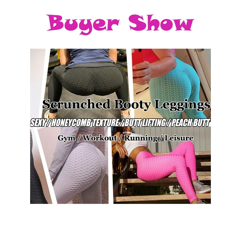Womens High Waisted Yoga Pants Tummy Control Scrunched Booty Leggings  Workout Running Butt Lift Tights 