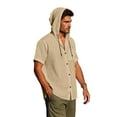 thumbnail image 5 of Xixinqiwan No Boundaries Men's Summer Cotton Linen Shirt with Hooded Casual Lightweight Button-Up Beach Shirt Hippie Loose Fit Tops, 5 of 9