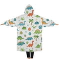 thumbnail image 2 of Oversized Wearable Blanket Hoodie,White Dinosaurs Eggs Palms Pattern Sherpa Blanket Hoodie with Super Pockets,Super Warm Fuzzy Pullover for Women & Men, 2 of 6