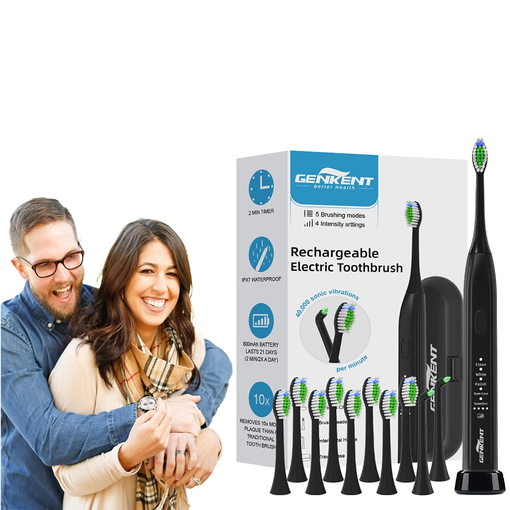 GENKENT Electric Toothbrush, 8 Brush Heads, 2 Interdental Heads