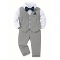 thumbnail image 6 of 4pcs Infant & Toddler Clothing Boy'S Classic Gentleman'S Suit Long Sleeve 1pc Shirt, Vest, Pants, Bow Tie Suit Dress Suit, 6 of 8