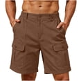 thumbnail image 2 of Men's Hiking Cargo Shorts with Zipper Pockets 7" Lightweight Quick Dry Casual Shorts for Men Golf Work (Brown,M), 2 of 7