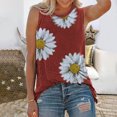 thumbnail image 2 of Ichuanyi Women Summer Daisy Print Graphic Blouse O-neck Sleeveless Casual Tank T-Shirts Tops, 2 of 9