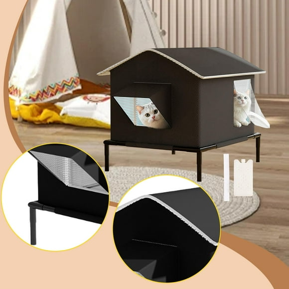 Casa para Gatos Refugio para Callejeros Nido de Invierno Caseta Impermeable con Protección Contra Frío Y Lluvia con Patas Elevadas Adecuado para Masc con hielera