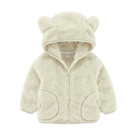 RMGVDSD Baby Boy Jacket Toddler Girl Winer Coat Full Zip Hoodie Jackets Solid Color Soft Fuzzy Coats Kids Cozy Warm Outwear Coat 7-8 Years