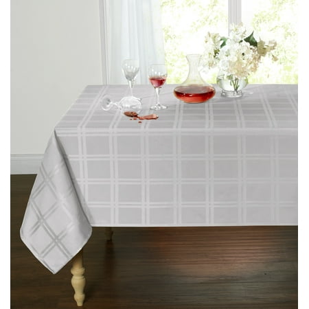 

Spill Proof/Stain Resistant Plaid Tartan Fabric Tablecloth (60 in. W x 102 in. L Gray)