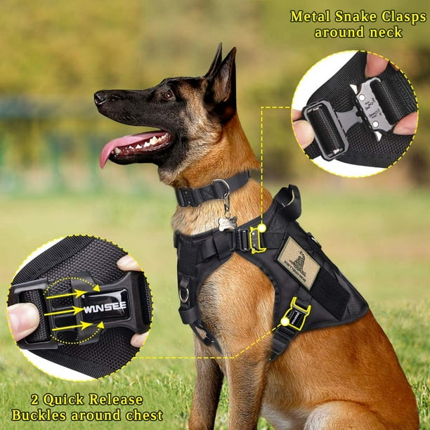 POLICE TRAINING DOG VEST HARNESS BACKPACK Side Bags label Patches for Large  Dogs