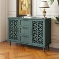 thumbnail image 3 of LFGUIZO 47″ Green Cabinet with Heart-Shaped Carved Doors Bohemia Sideboard with 3 Drawers 2 Doors and 2 Shelves Accent Storage Living room TV Stand, 3 of 7