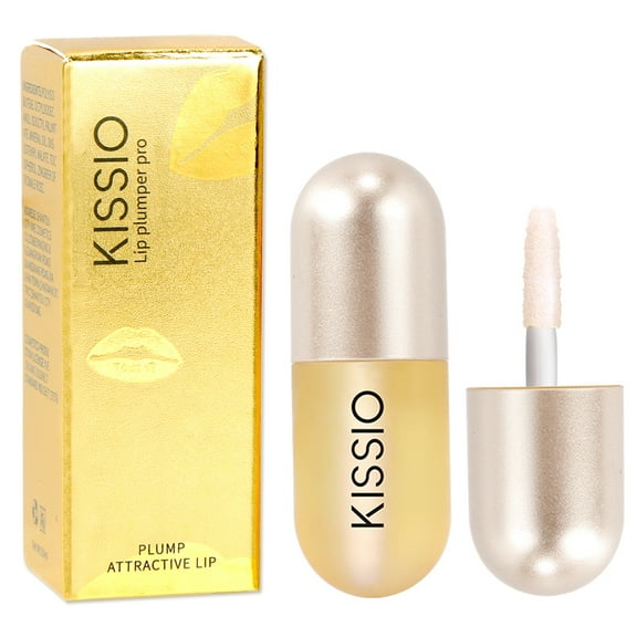 KISSIO Lip Plumper,Day Lip Plumper,Lip Enhancer,Plant Extracts Plumping Lip Serum, Lip Plumping Balm, Moisturizing Clear Lip Gloss for Fuller Lips & Hydrated Beauty Lips 5.5ml (04#Golden)