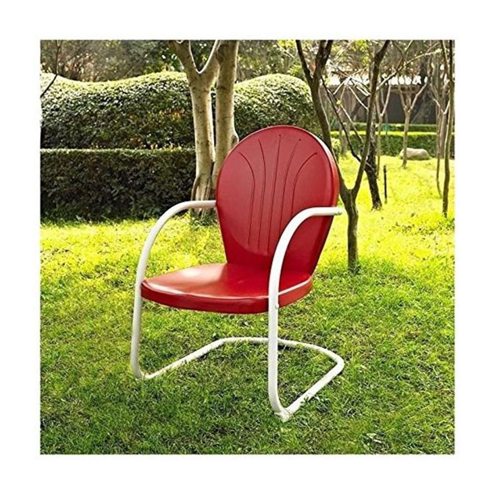 Pemberley Row Steel Red Chair UV Resistant 34.5" H x 21" W x 28.5" D Easy To Assemble