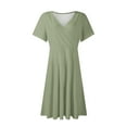 thumbnail image 5 of WTOBBY Women's Summer Loose Beach Vacation Casual Deep V-Neck Elegant Skirt Dress with Solid Color Design for Evening Outings,Light Green XL, 5 of 5
