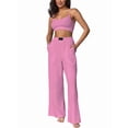 thumbnail image 1 of Conjuntos Casuales de Dos Piezas para Mujer, Camiseta Sin Mangas con Cuello en V y Cintura Elástica, Chándal de Verano con Bolsillo. Rosa L, 1 of 9