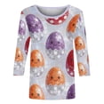 thumbnail image 6 of Craaazy Women's 3/4 Sleeve Funny Rabbit Print Cute Easter Day T-Shirts Gifts, 6 of 9