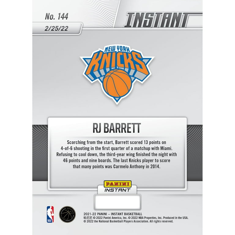 RJ Barrett New York Knicks Fanatics Exclusive Parallel Panini