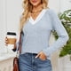 thumbnail image 4 of Top de otoño con cuello en V y empalme de encaje para mujer Top básico de manga larga holgado para mujer Camiseta de manga larga con cuello en V para mujer Top básico holgado ANGGREK  Otros, 4 of 7