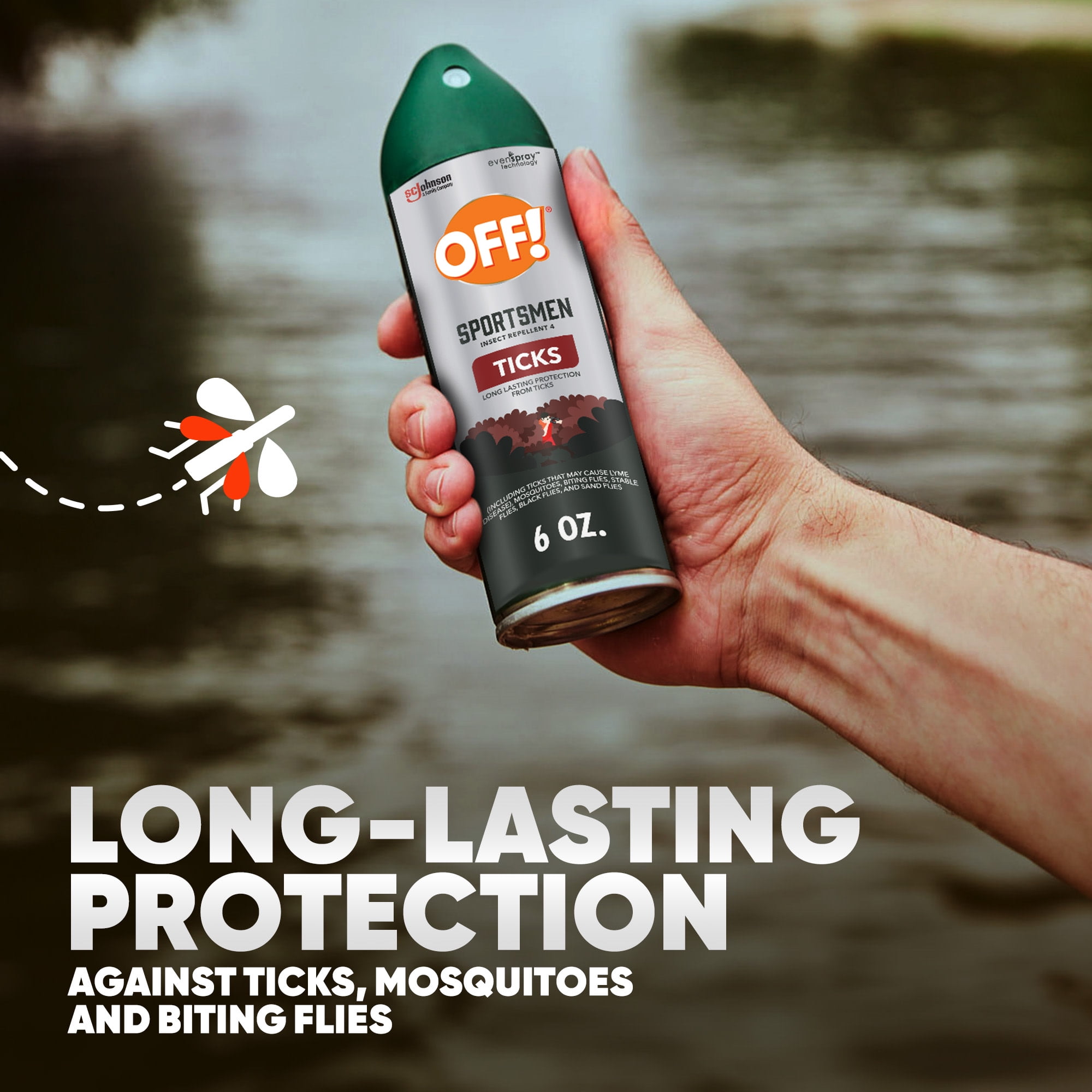 OFF! Sportsmen Long Lasting Protection Ticks 25% Deet Insect Repellent IV Aerosol, 6 oz