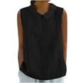 thumbnail image 3 of Camisas para mujer,Blusa sin mangas de mezcla de lino para mujer, camisa informal de cuello redondo, blusa holgada y cómoda para usar en casa, sopatenor, 3 of 8
