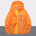 thumbnail image 2 of GUZOM Mens UPF 50+ Sun Hoodie Lightweight Breathable Packable Outdoor Hiking Fishing Running Jacket with Hood Visor Zippered Pockets Orange,Size 2XL, 2 of 9