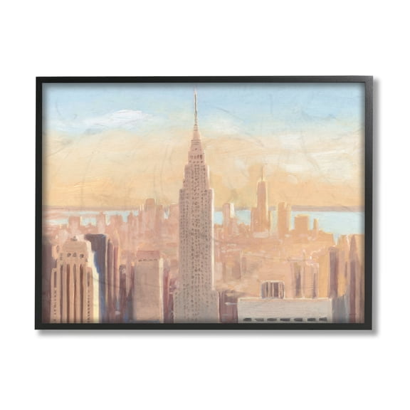 Stupell Industries Manhattan Cityscape at Dawn Urban Architecture Black Framed, 11 x 14, Design by James Wiens