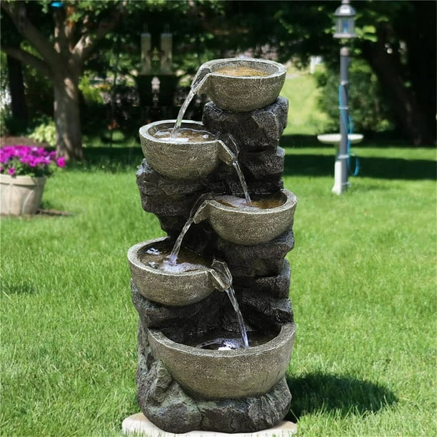 Faux Stone Outdoor Water Fountain, Zen Garden Cascading ...