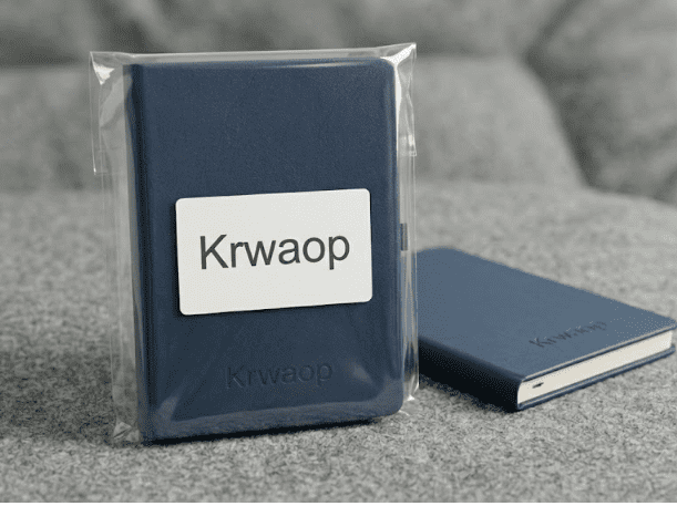 Krwaop A5 Debossed Notebook Navy Blue Fine-Grain Leatherette Journal for Work