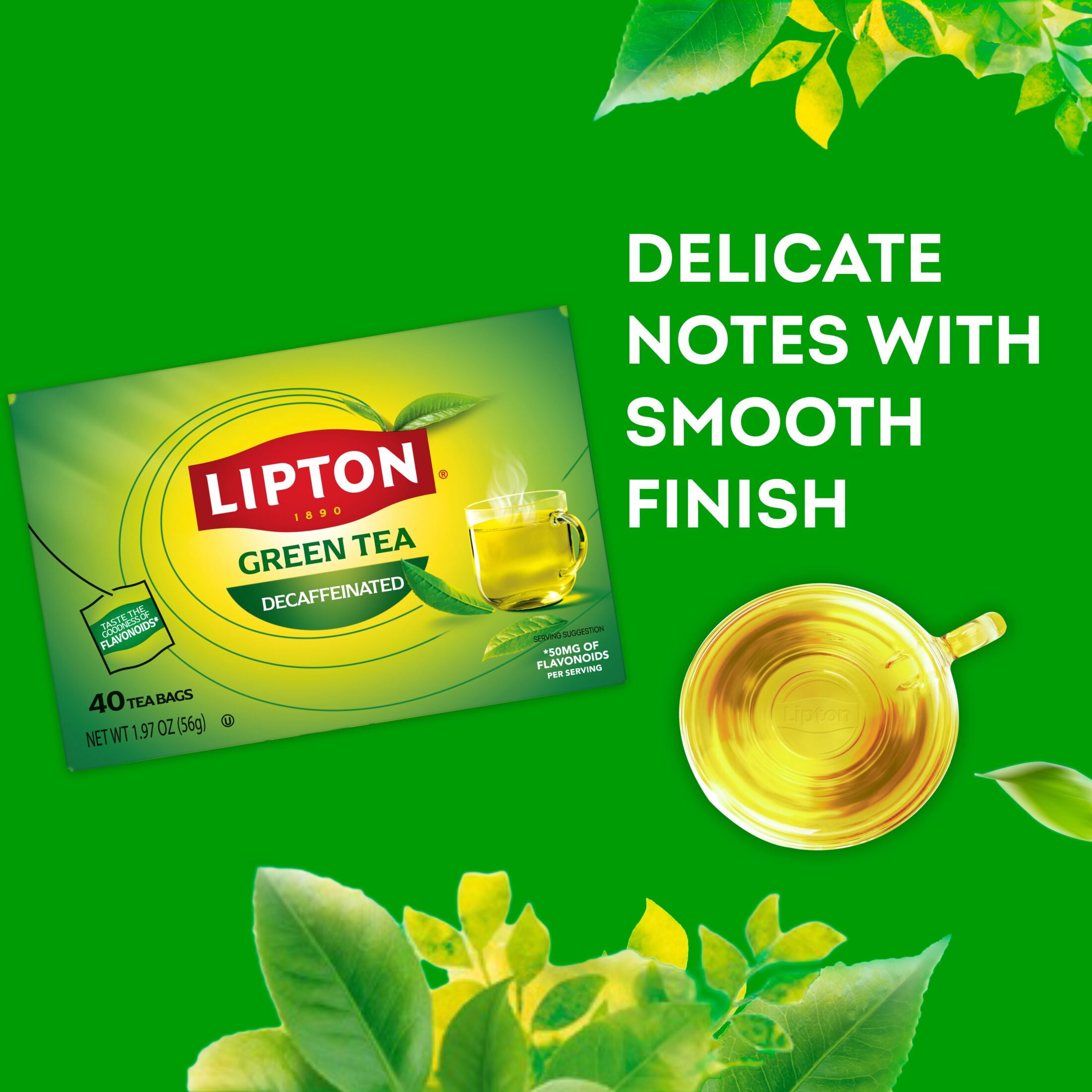 Lipton Decaffeinated Green Tea Bags 40 Count with Flavonoids