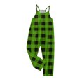 thumbnail image 4 of GERsome Girls' Jumpsuits & Rompers Sleeveless Classic Plaid Long Pants Romper Loose Spaghetti Strap Kids V-Neck Casual Overalls with Pockets 5-14 Years（Size 11-12 Years/Green), 4 of 6