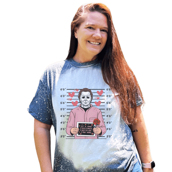Michael Myers Valentine Mugshot Bleached T-Shirt