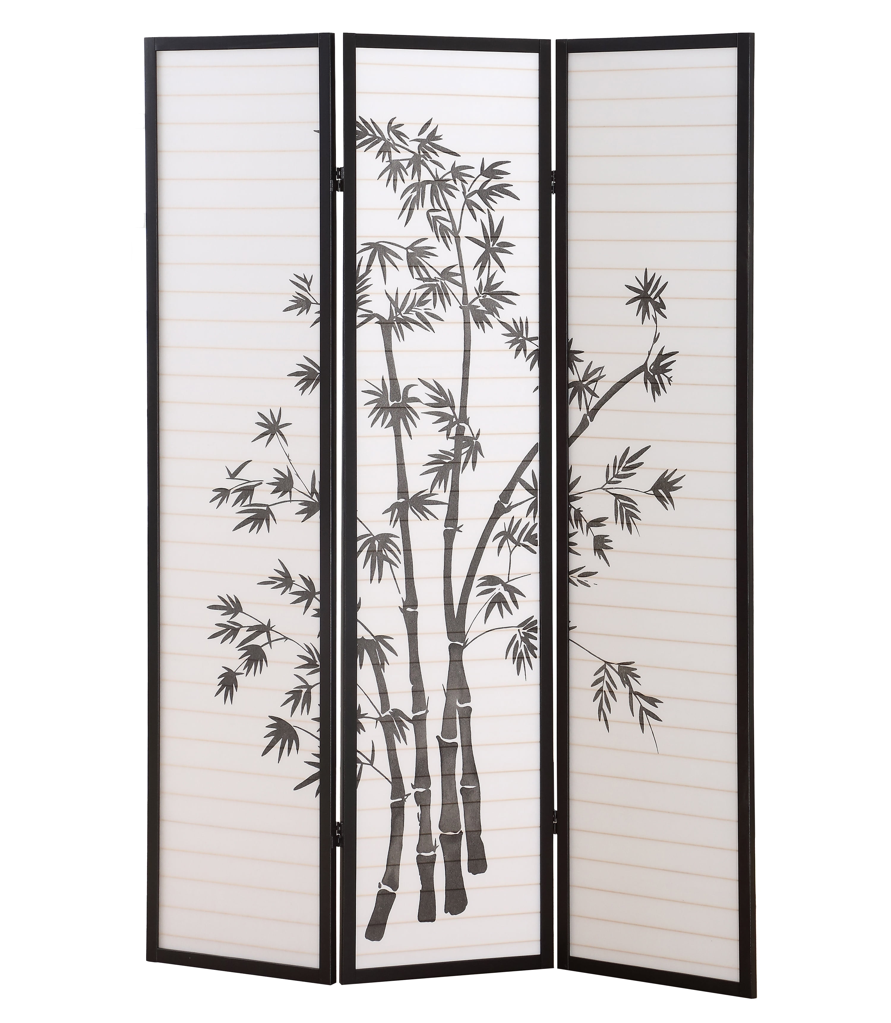 Roundhill 3-Panel Oriental Shoji Screen/Room Divider, Black,